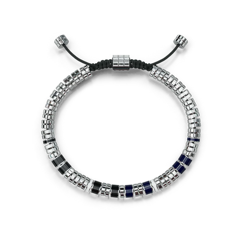 Bracelet / EV - Silver - Blue & Black