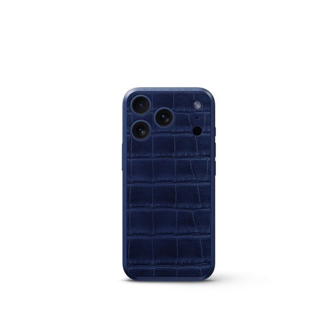 iPhone Case 17 / Magnetic Shield - Croco Embossed - Midnight Blue