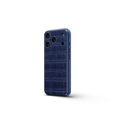 iPhone Case 17 / Magnetic Shield - Croco Embossed - Midnight Blue