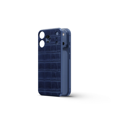 iPhone Case 17 / Magnetic Shield - Croco Embossed - Midnight Blue