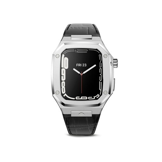 Apple Watch Case / CL - Silver Black Strap