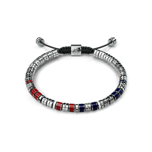 Bracelet / EV - Silver - Red & Blue