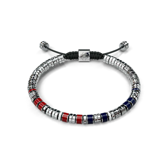 Bracelet / EV - Silver - Red & Blue