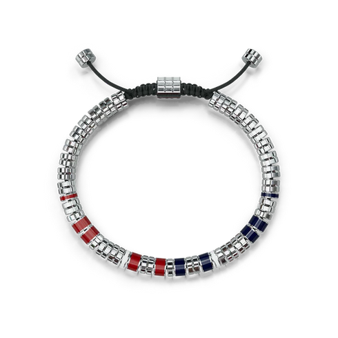 Bracelet / EV - Silver - Red & Blue